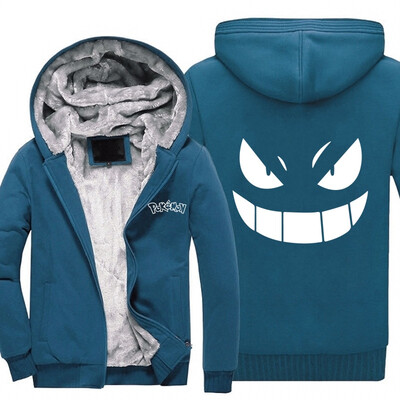 

2018 New USA SIZE Anime Pokemon Go Pocket Monster Gengar Coats Mens Hoodies Sweatshirts Winter Thicken Fleece Clothing