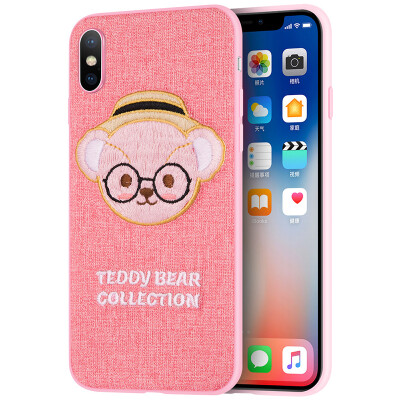 

Teddy Collection Apple iPhoneX Mobile Shell Apple 10 Cover Creative 3D Three-dimensional Embroidery All-in-one Silicone Soft shell Lori Teddy