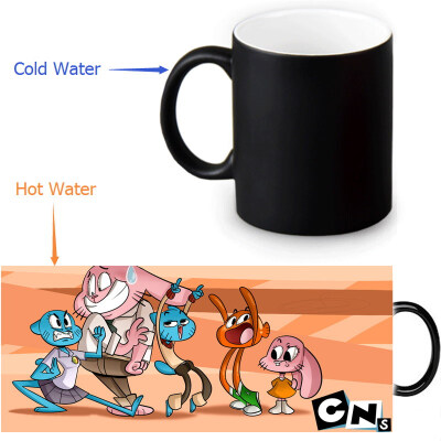 

Удивительный мир Gumball 350 мл / 12 унций Heat Reveal Mug Color Change Чашка кофе Чувствительные морфинг-кружки Волшебная чашка для чайных чашек