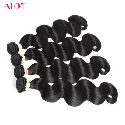 

Alot Hair Product Индийское наращивание волос для волос 4 Связки 100% человеческие волосы плескаются волной тела от 8 до 28 дюймов