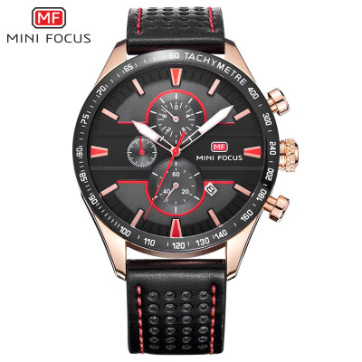 

MINI FOCUS Brand Fashion Leather Strap Men Quartz Watch MF0002G