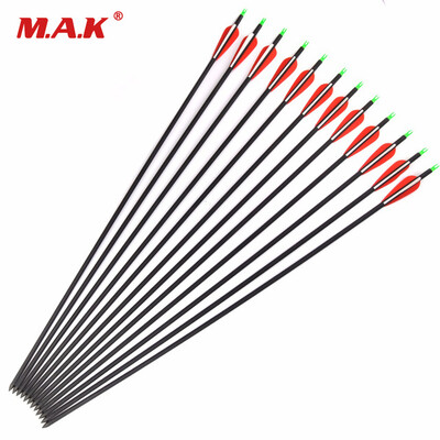 

12 Pcs Mixed Carbon arrows 30 inches Spine 600 Diameter 78 mm Interpolated Tips for Compound Bow Archery Hunting Shooting