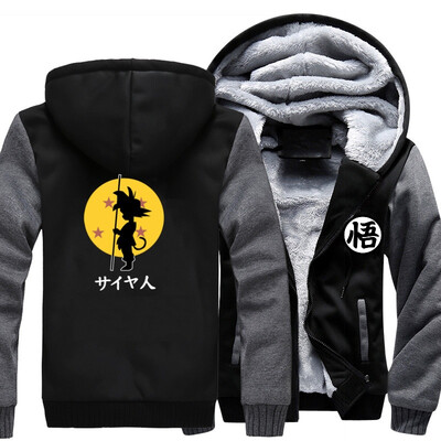 

2018 New Dragon Ball Animate Hoodie mens Thicken Fleece Zipper Jacket Super Saiyan Goku DBZ fast arrive
