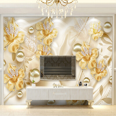 

Custom Mural Wallpaper For Walls 3D Diamond Jewelry Flower 3D Wall Painting Art Living Room Sofa TV Background Photo Wall Paper