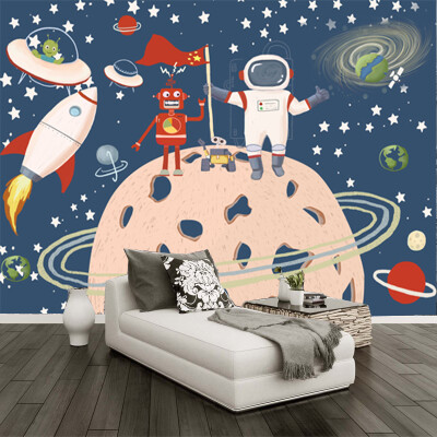 

Custom photo wallpaper Cartoon space spaceship children room background wallpaper kindergarten toy store 3D wallpaper mural