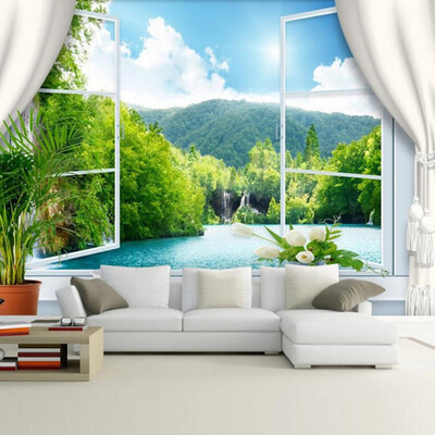 

Custom Size 3D Mural Wallpaper Living Room TV Sofa Backdrop Chinese-style Beautiful Landscape Of Mountain And River Wall Papers
