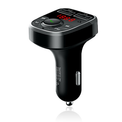 

KOOLIFE Car Bluetooth Car mp3 Player Car Charger Speaker Phone FM Transmitter Voltage Detector Dual USB Fast Charge Dual Charger C