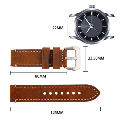 

Brown Watch Band 20mm 22mm 24mm Mens Genuine Leather Replacement strap Stainless Steel Buckle