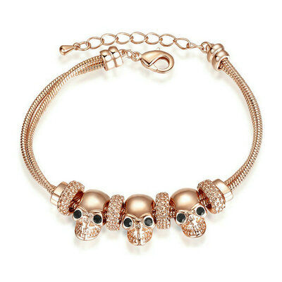 

Yoursfs® 18K Rose Gold Plated Triple Crystal Bone Head Pandent Bracelet Use Austrian Crystal Fashion Bangle