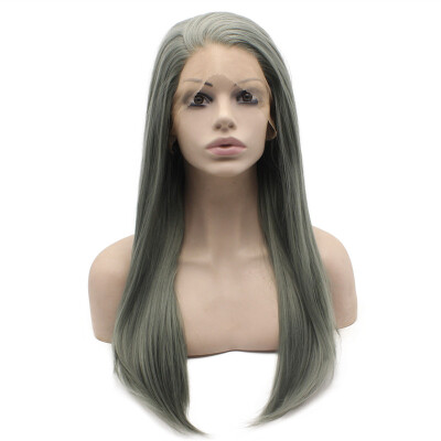 

Long Straight Green Gray Lace Front Wig Natural