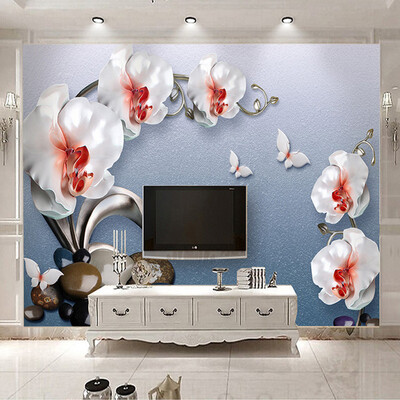

Custom 3D Mural Wallpaper European Style Relief Jewelry Flowers Photo Wall Mural Living Room TV Sofa Wall Painting Luxury Fresco