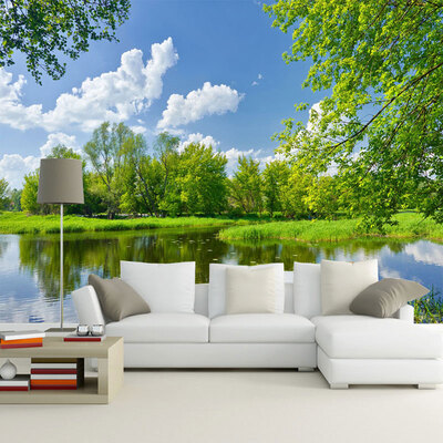 

Custom photo wallpaper 3D custom wallpaper mural Lake bedroom sofa background wallpaper blue sky