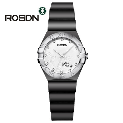 

ROSDN Top Brand Luxury Women Watches Ceramic wrist watch Fashion Rhinestone Quartz Watch Girls Fashion Watches