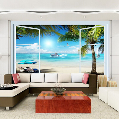

Пользовательские 3D-обои для фото Ocean View 3D Stereo Window TV Background Настенная роспись Стены Картина Гостиная Обои Home Decor