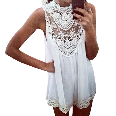 

Lovaru ™New 2015 fashion New Arrive Sleeveless Lace Flower Mini Dress, Women Sexy Hollow Out Short Dress