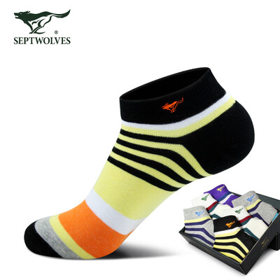 

Seven wolves mens socks boat socks cotton invisible socks shallow mouth sports cotton socks 6 pairs gift box 91368 mixed color code