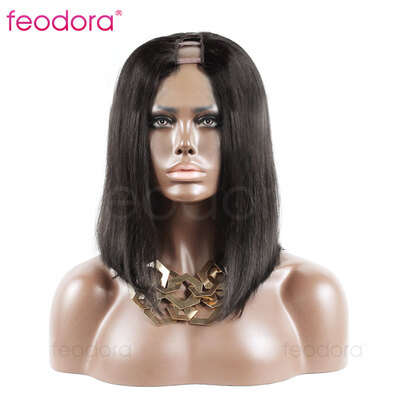

Short Bob U Part Wig Human Hair Wigs For Black Women Brazilian U Part Wigs Cap With Combs Virgin Hair Natural Lace Wig Stocked