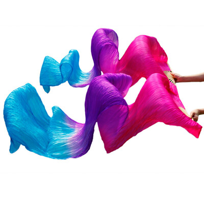 

2017 Stage Performance 100% Silk Belly Dance Fans Gradient Colour Dance Accessories Belly Dancing Silk Fans Rose+Purple+Turquoise
