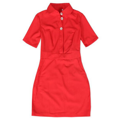 

Lovaru ™New 2015 fashion Women Red Casual Dress Slim Short Sleeve Turn-down Collar Mini Office Bodycon Pencil Dress vestidos