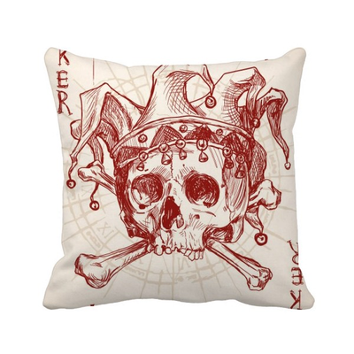 

Joker Red Crown Skeleton Poker Card Pattern Square Throw Pillow Insert Cushion Cover Home Sofa Decor Gift