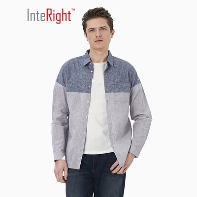 

INTERIGHT casual shirt men&39s trend mixed colors cotton denim shirt light blue  41