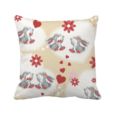 

Cute Grey Rabbit Valentines Day Square Throw Pillow Insert Cushion Cover Home Sofa Decor Gift