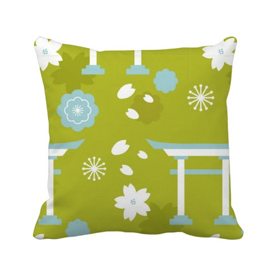 

Cute Blue Green White Japan Square Throw Pillow Insert Cushion Cover Home Sofa Decor Gift