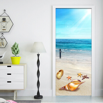 

Wallpaper 3D Seaside Beach Landscape Mural Living Room Bedroom Door Sticker PVC Self-Adhesive Waterproof Wallpaper 77cm x 200cm