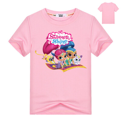 

2018 Brand New Shimmer And Shine T-Shirt для девочек Shimmer Shine Дети Футболки Топы Девочки Топы Дети Тис Рубашки хлопок Сгусток