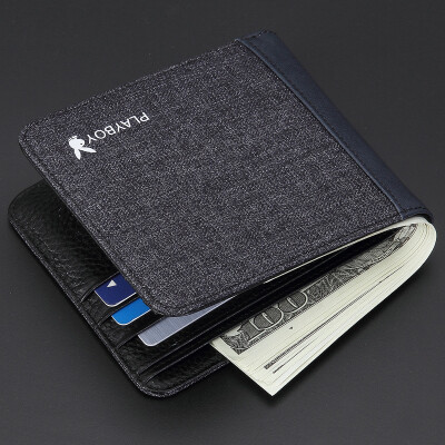 

Playboy playboy wallet mens short section youth mens wallet student canvas wallet tide Korean version of the youth ticket holder creative wallet thin PAA7523-