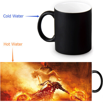 

GHOST RIDER 350ml12oz Heat Reveal Mug Color Change Coffee Cup Sensitive Morphing Mugs Magic Mug Milk Tea Cups