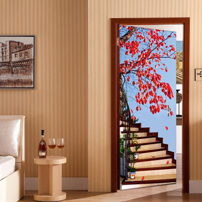 

3D Stereo Stairs Red Tree Photo Wallpaper Living Room Study Классический домашний декор Настенный наклейка Mural PVC Wallpapers Papel 77cmx200cm