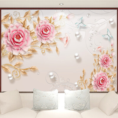 

Custom Photo Wallpaper 3D Embossed Peony Flowers Mural Living Room Wedding House TV Sofa Background Wall Papers Papel De Parede