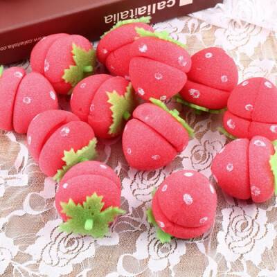 

12x Strawberry Balls Hair Care Soft Sponge Rollers Curlers Lovely DIY Tool