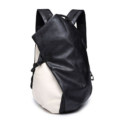 

Contrast Color Leather Backpack Daypack Students Fashion Laptop Rucksack Bag Knapsack Back Pack