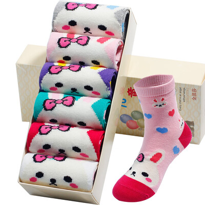 

Langsha socks children combed cotton girls cotton socks breathable cute big children four seasons socks 6 pairs of mixed color feet 22-24cm 10 years old&above 35-40 yards
