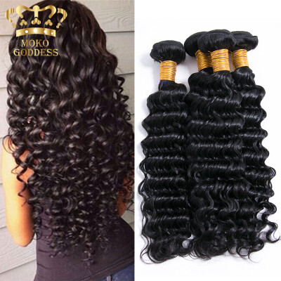 

Brazilian Virgin Hair Deep Wave Hair Weave Bundles Deals Mokogoddess Hair Products 100% Human Hair Weaving Deep Wave Extensions