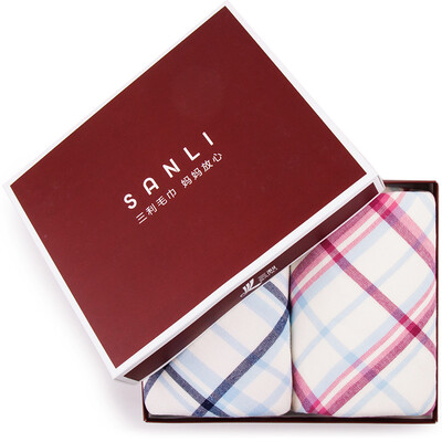 

Sanli Cotton Gauze Plaid Series Полотенце 34 × 75 см AB Edition Положительное и отрицательное полотенце для стирки лица Подарочная коробка 2 шт.