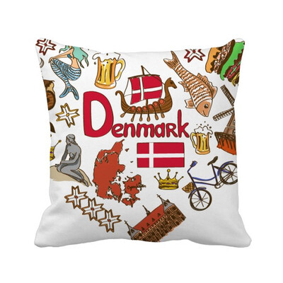 

Denmark Love Heart Landscap National Flag Square Throw Pillow Insert Cushion Cover Home Sofa Decor Gift