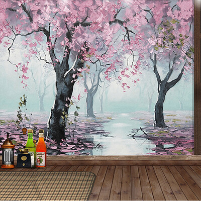 

Custom Size 3D Mural Wallpapers 3D Room Wallpaper Landscape China-style Landscape Of Peach Grove Mural As Living Room Background