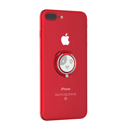 

YOMO 2018 Zodiac Dog Mobile Phone Ring Bracket Plated Metal Ring Buckle Bracket for Apple iPhone Android Phone Pocket - Red Electroplating