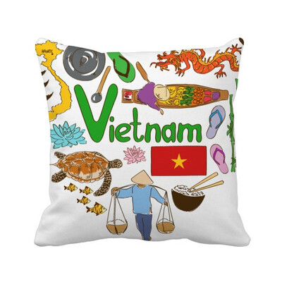 

Vietnam Love Heart Landscap National Flag Square Throw Pillow Insert Cushion Cover Home Sofa Decor Gift