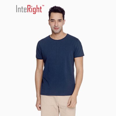 

INTERIGHT Mens T-Shirt Cotton Ammonia Slim Round Collar Personality Curling Short Sleeve White M