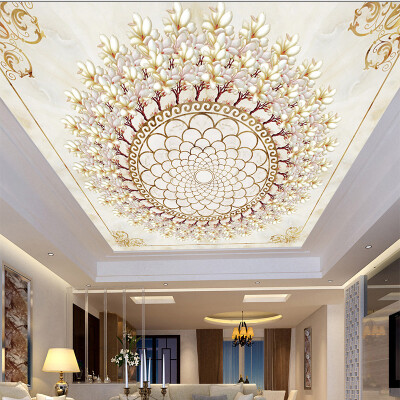 

Chinese Style Orchid Imitation Color Carved Stone Wallpaper 3D Ceiling Murals Living Room Bedroom Ceiling Fresco Papel De Parede