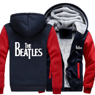 

2018 New USA SIZE Men Winter Autumn Hoodies The Beatles pattern Fleece Coat Baseball Uniform Sportswear Jacket wool