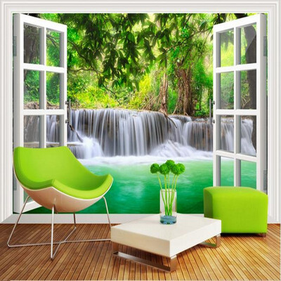 

На заказ 3D-роспись 3D-лесной водопад обои спальня гостиная обои природный ландшафт обои настенная живопись обои