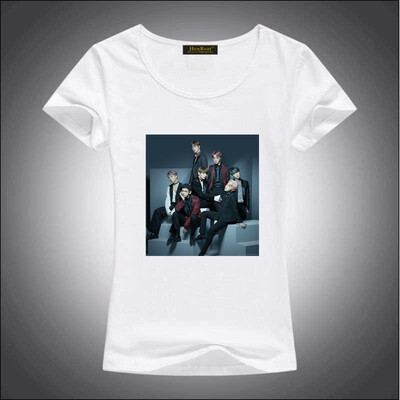 

HenReat High quality silk cotton white solid color short sleeve women BTS print T-shirt