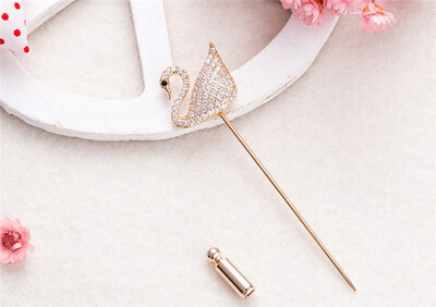 

New Style Women Swan Brooch Pins Crystal Copper Corsage Rhinestone Jewelry Pin Animal Brooch Broches Men Hijab Scarf lapel Pins