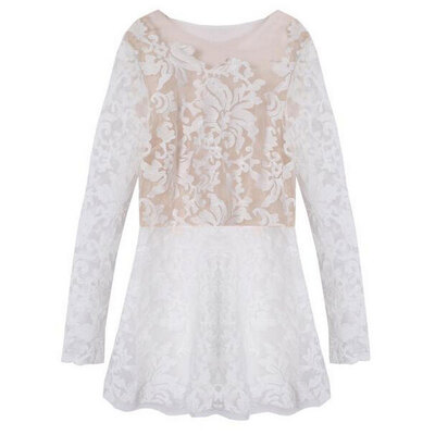 

Lovaru ™Новый +2015 моды Femininas Белый Пром Кружева Лоскутная мини платье Vestidos Де Феста платье
