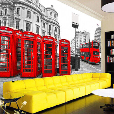 

Custom London Red Bus City View Wallpaper Personality Retro Cafe Living Room Background 3D Wall Murals Wallpaper Home Decor